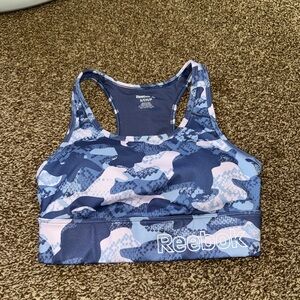 Reebok Blue and Pink Camo Sports Bra